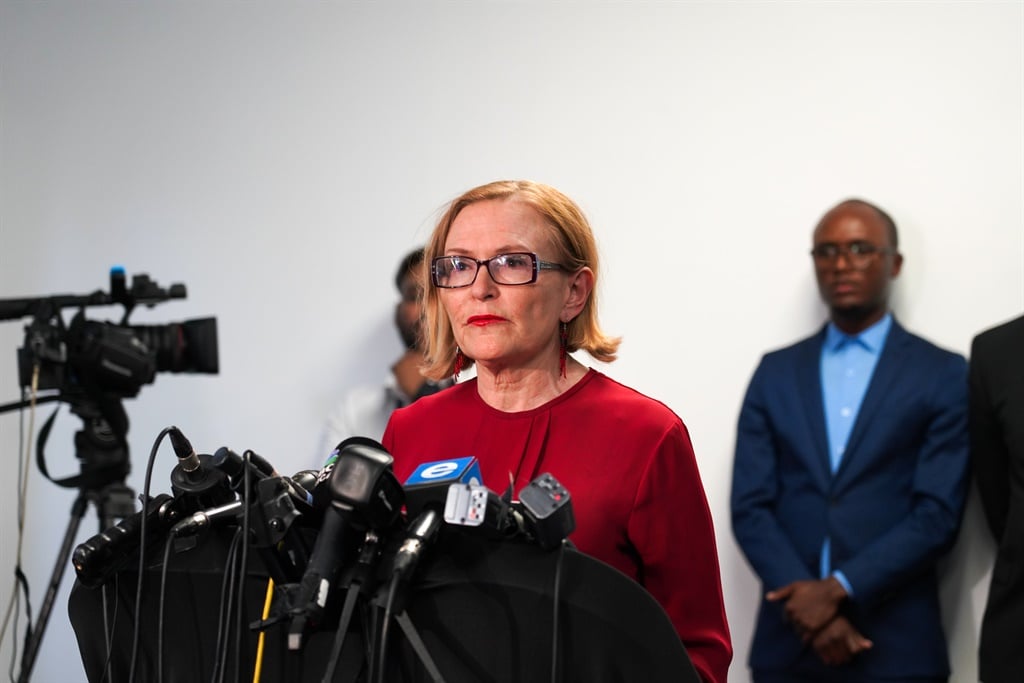 Helen Zille addressing the media during a press briefing in Johannesburg on October 23, 2019.
