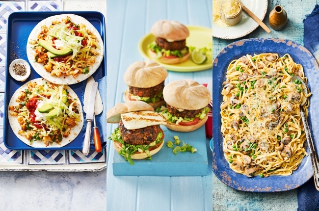 Try these meat-free dishes from veggie burgers with halloumi, mushroom, pea and garlic linguine to spicy roasted cauliflower burritos. (PHOTO: Magazine features)
