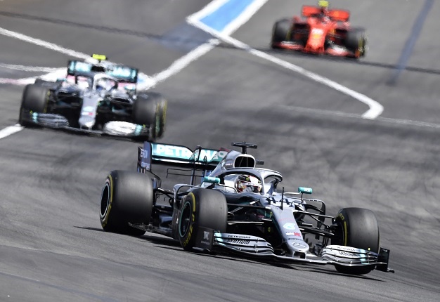 Mercedes British driver Lewis Hamilton (front) lea