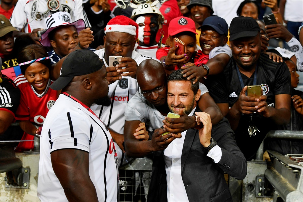 Orlando Pirates new head coach Josef Zinnbauer greets fans and take selfies during the Absa Premiership match between Orlando Pirates and AmaZulu FC at Orlando Stadium on January 25, 2020 in Johannesburg, South Africa. Picture: Lefty Shivambu/Gallo Images
