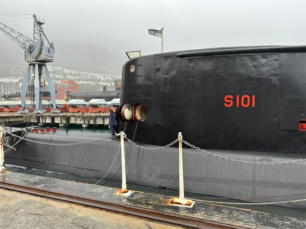 The submarine SAS Manthatisi docked at the Simons 