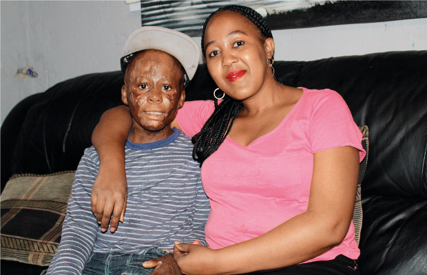 Tebogo Tsotetsi and her son.