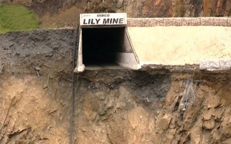 A sink hole at the Lily Mine in Barberton. Picture: Vantage Goldfield