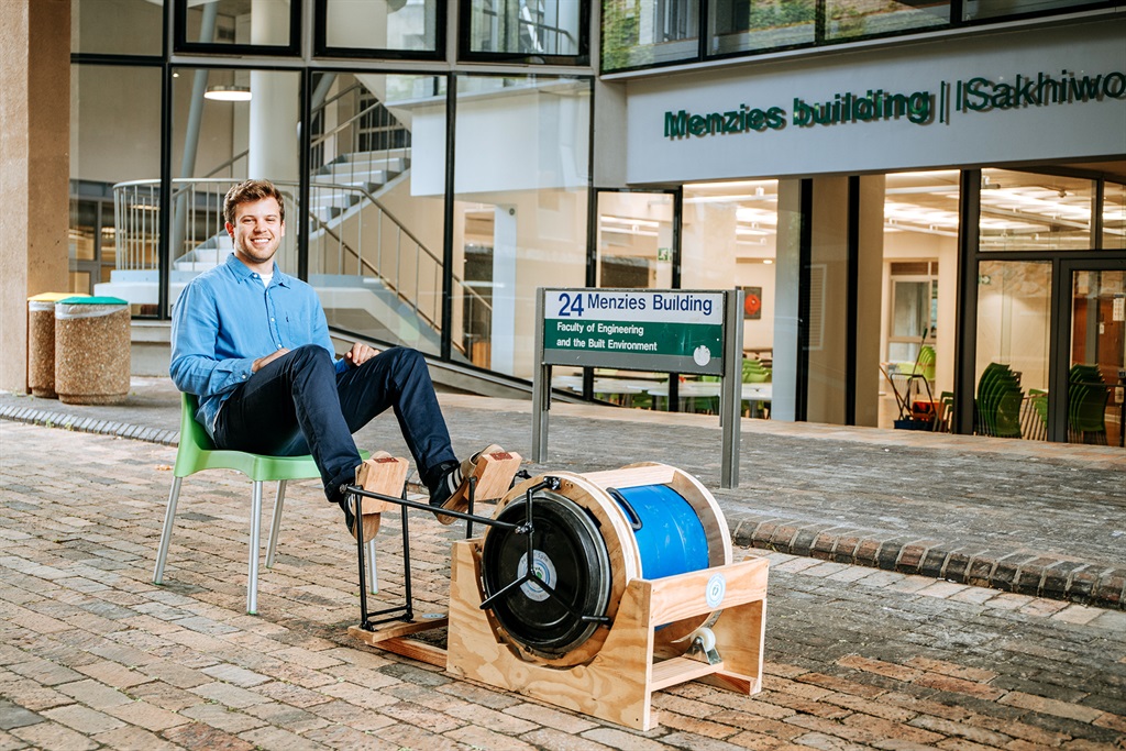 UCT student Kai Goodall has won a global design challenge, with a design for a foot-cranked washing machine.