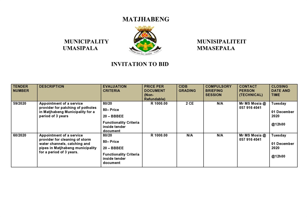 Advertorial | Invitation to bid at Maluti-a-Phofung Local Municipality