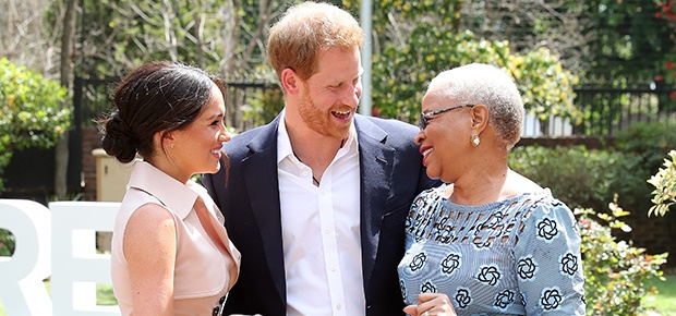 Duchess Meghan, Prince Harry and  Graça Machel (Photo: Getty Images)