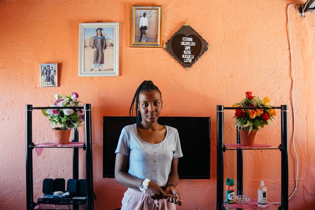 Millen Mndawe, 22, at her home in Phola near Emalahleni, Mpumalanga. Photo: James Puttick