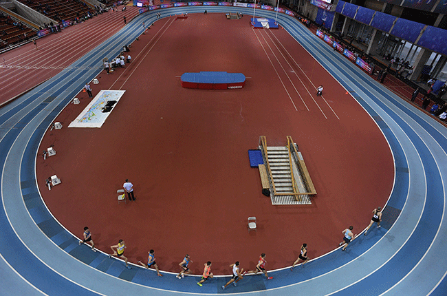 Athletes compete in the indoor championships