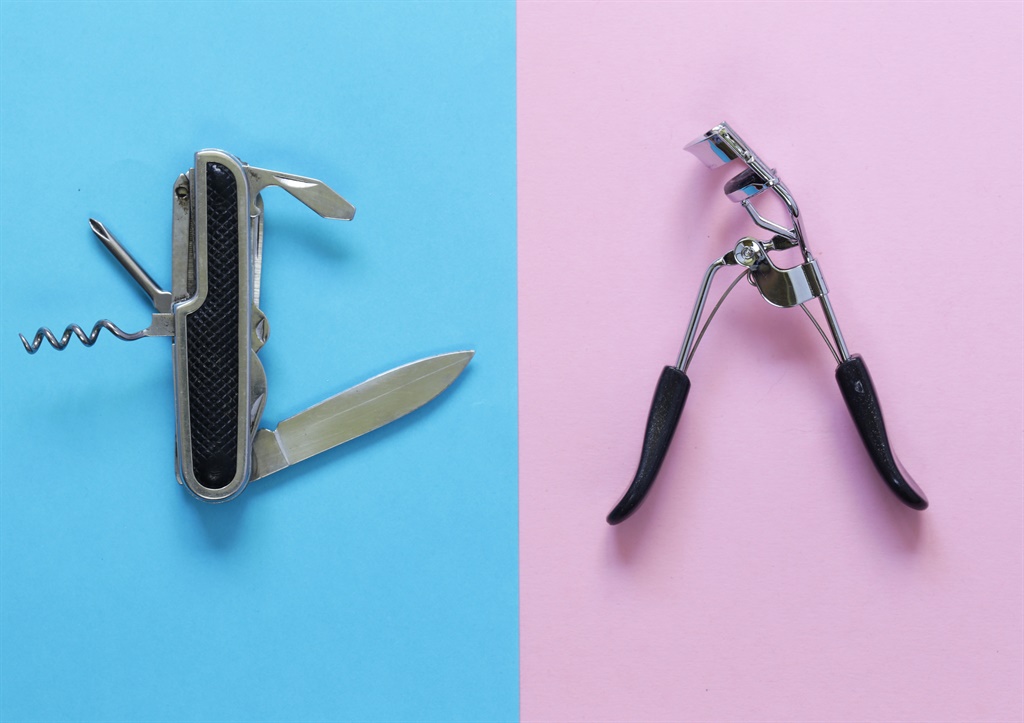 Men vs. Women.Tools for men and makeup brushes for