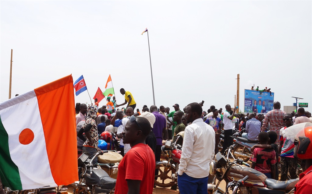 NIAMEY, NIGER - AUGUST 27: Supporters of the milit