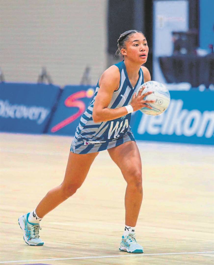 Netball player Amber Coraizin in action.