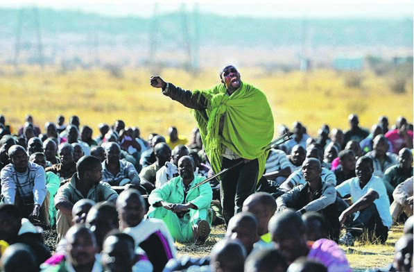 Mgcineni Noki rallies workers in Marikana before the deadly clash with police on 16 August 2012. Photo: Leon Sadiki/City Press