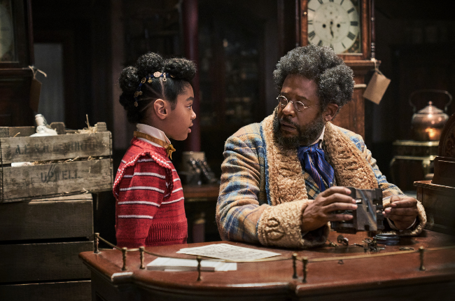 Journey (Madalen Mills) and her grandfather Jeronicus Jangle (Forest Whitaker) in Netflix’s new Christmas film, Jingle Jangle: A Christmas Journey.