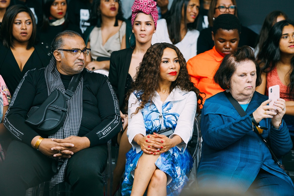 Dr Precious Moloi-Motsepe seated front row with designer Gavin Rajah and Vogue editor Suzy Menkes. Picture: Supplied