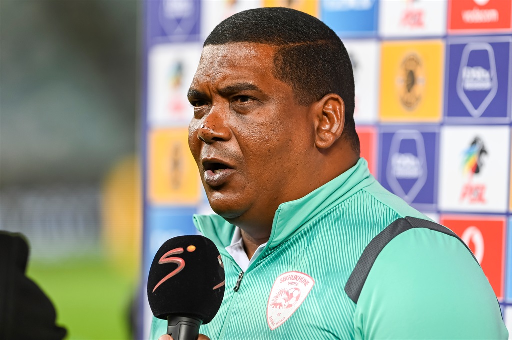Brandon Truter, coach of Sekhukhune United during the DStv Premiership match between Kaizer Chiefs and Sekhukhune United at Moses Mabhida Stadium on September 27, 2023 in Durban, South Africa. 