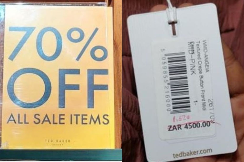 Ted Baker was found to have misled customers with an advert that promised 70% off on all sale items.