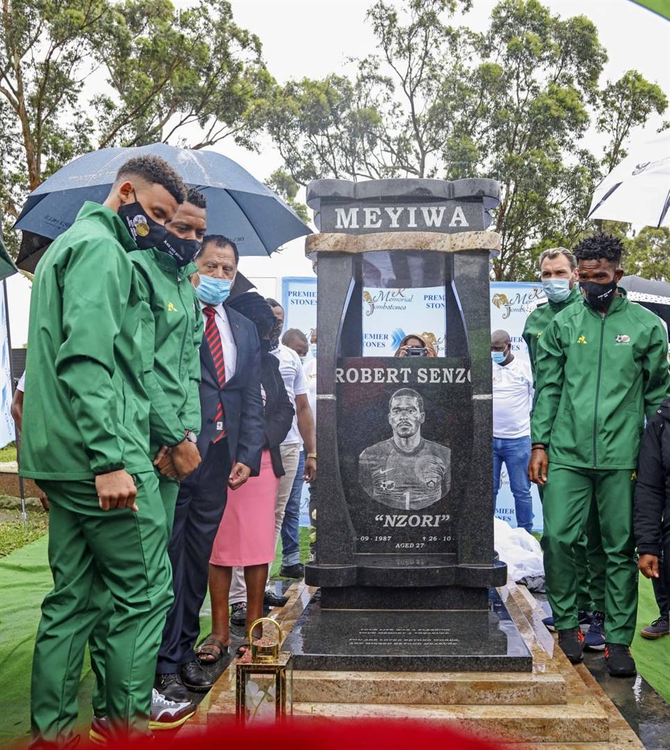 Proceedings during the unveiling of the late Senzo Meyiwa’s tombstone in Durban on Tuesday.   Picture: SAFA 