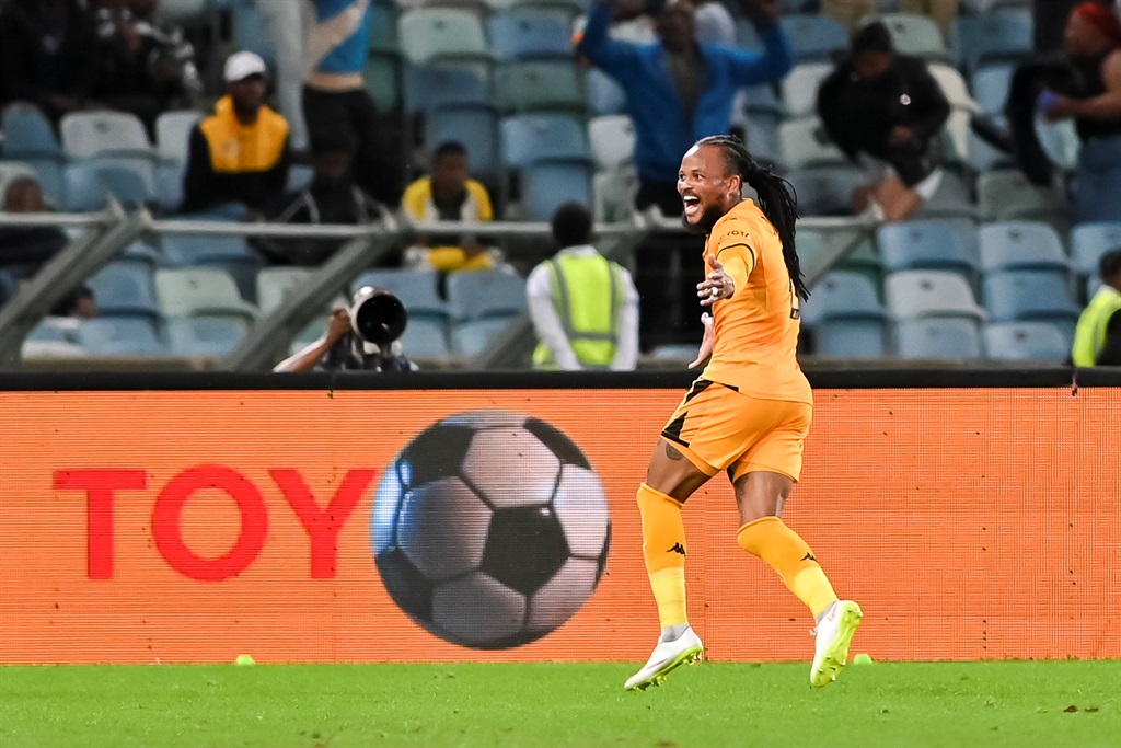 Edmilson Dove celebrates his match winner for Kaizer Chiefs on Wednesday evening.