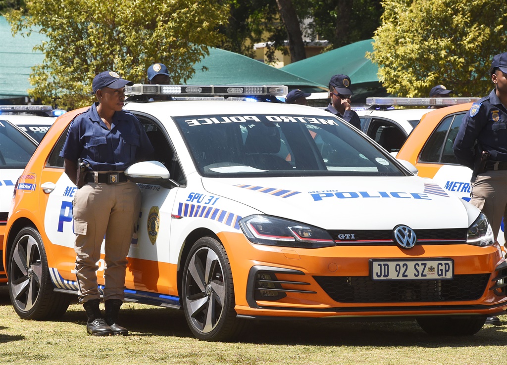 MMC Michael Sun and David Tembe of the JMPD presented the new fleet Golf 7.5 GTI to the SPU ( Special Patrol Unit). Photo by Trevor Kunene