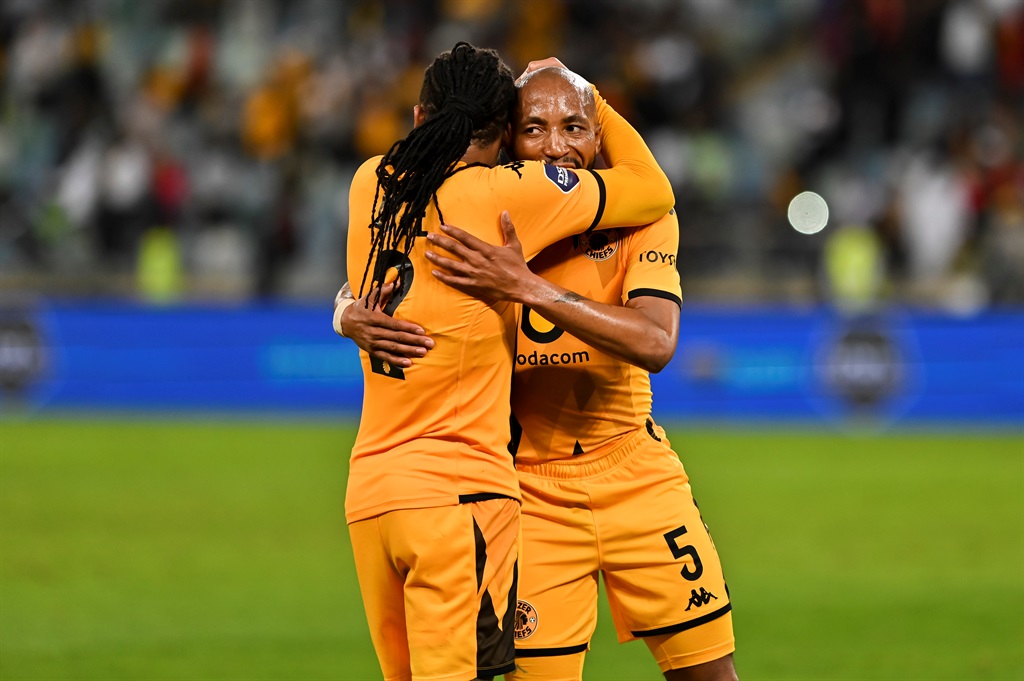 Chiefs players celebrate the win during the DStv Premiership match between Kaizer Chiefs and Sekhukhune United at Moses Mabhida Stadium on September 27, 2023 in Durban, South Africa. 