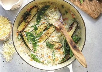 Creamy risotto with green vegetables