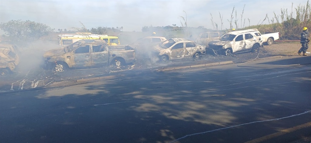 Scores of cars burnt during the fire in Durban.