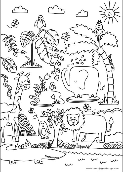  The Jungle Colouring Page by Sarah Jager Design