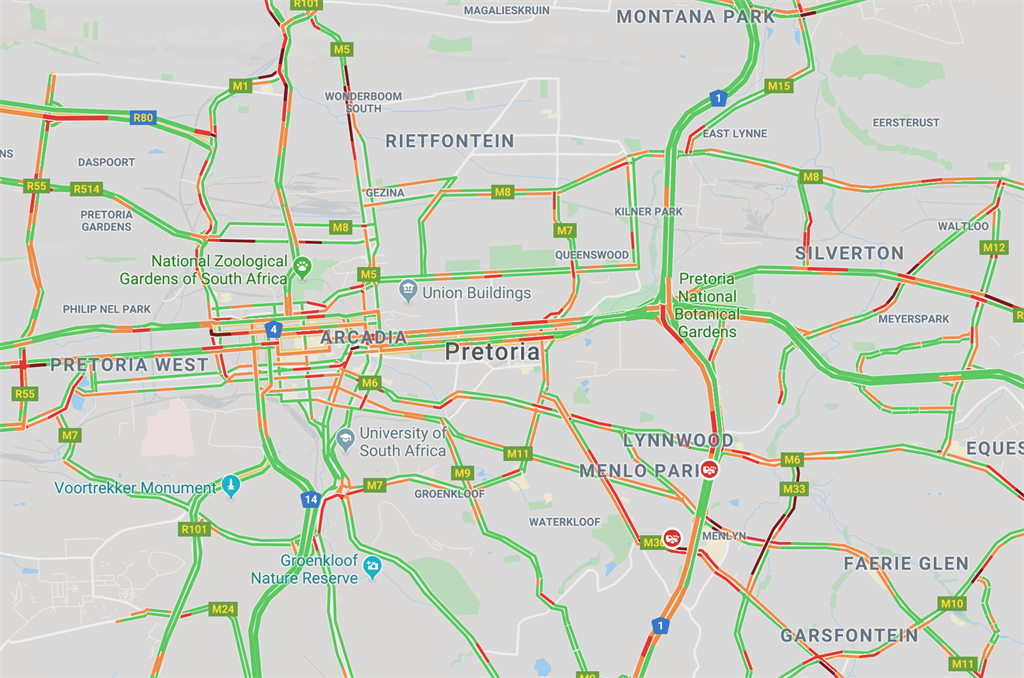Traffic in Tshwane on Wednesday afternoon (screens
