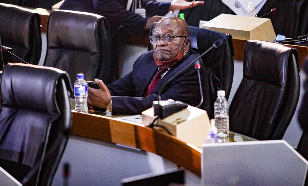 Former president Jacob Zuma appears at the Zondo commission. (Sharon Seretlo, Gallo Images).
