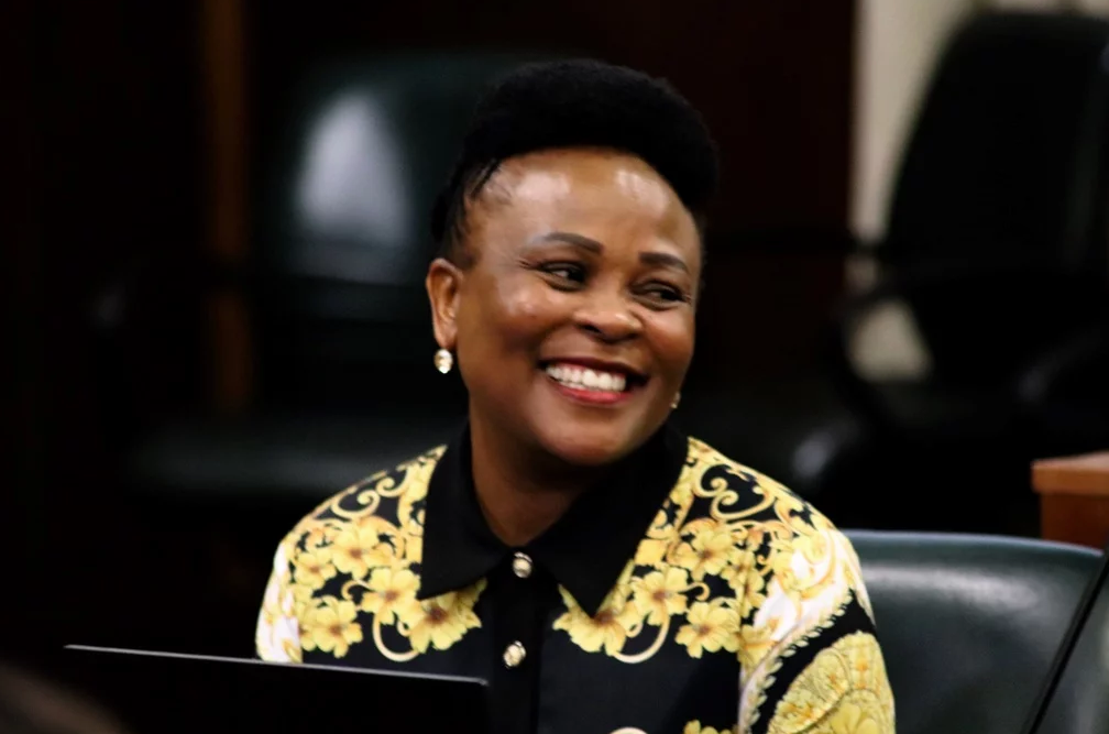 Public Protector Busisiwe Mkhwebane shortly before the start of a meeting with the Portfolio Committee on Communications on Friday. (Jan Gerber/News24)