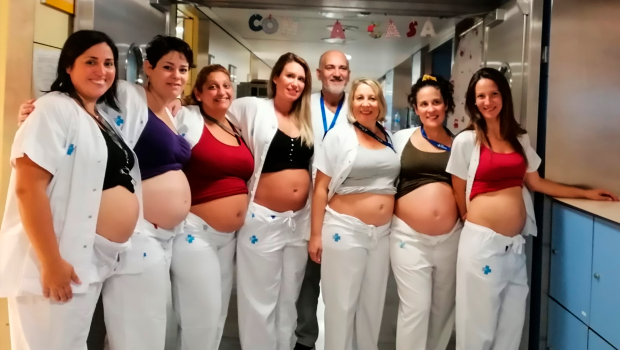 Seven neonatal nurses pregnant at the same time (Photo: ASIA WIRE/MAGAZINEFEATURES.CO.ZA).