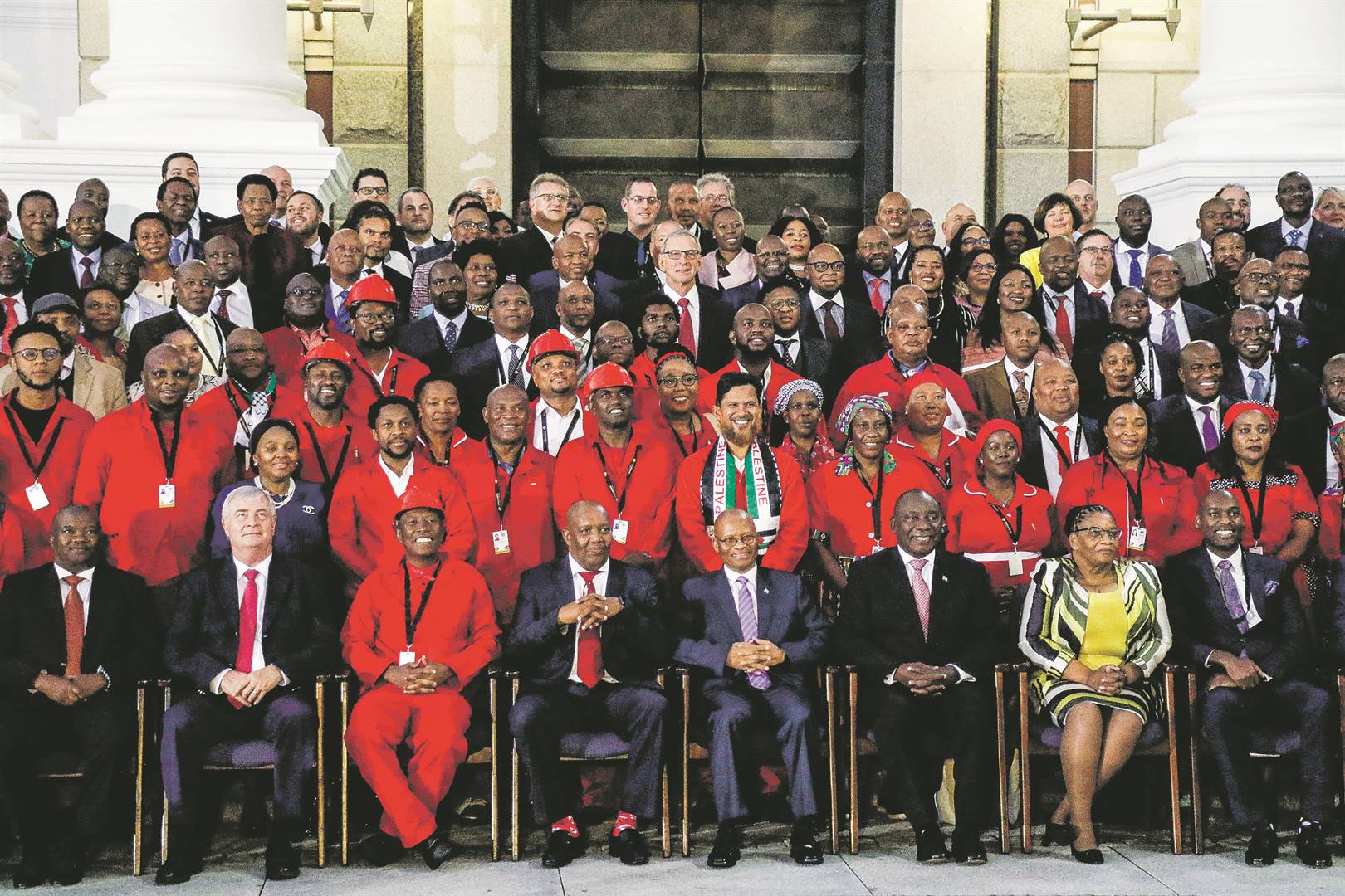 The heavies: Some of the 400-member Parliament with Justice Mogoeng Mogoeng after being sworn in to the National Assembly early this year. Picture: Adrian de Kock