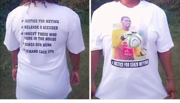 Senzo Meyiwa's supporters are taking the fight to Moses Mabhida Stadium on Saturday, as they'll be wearing these T-shirts with messages. 