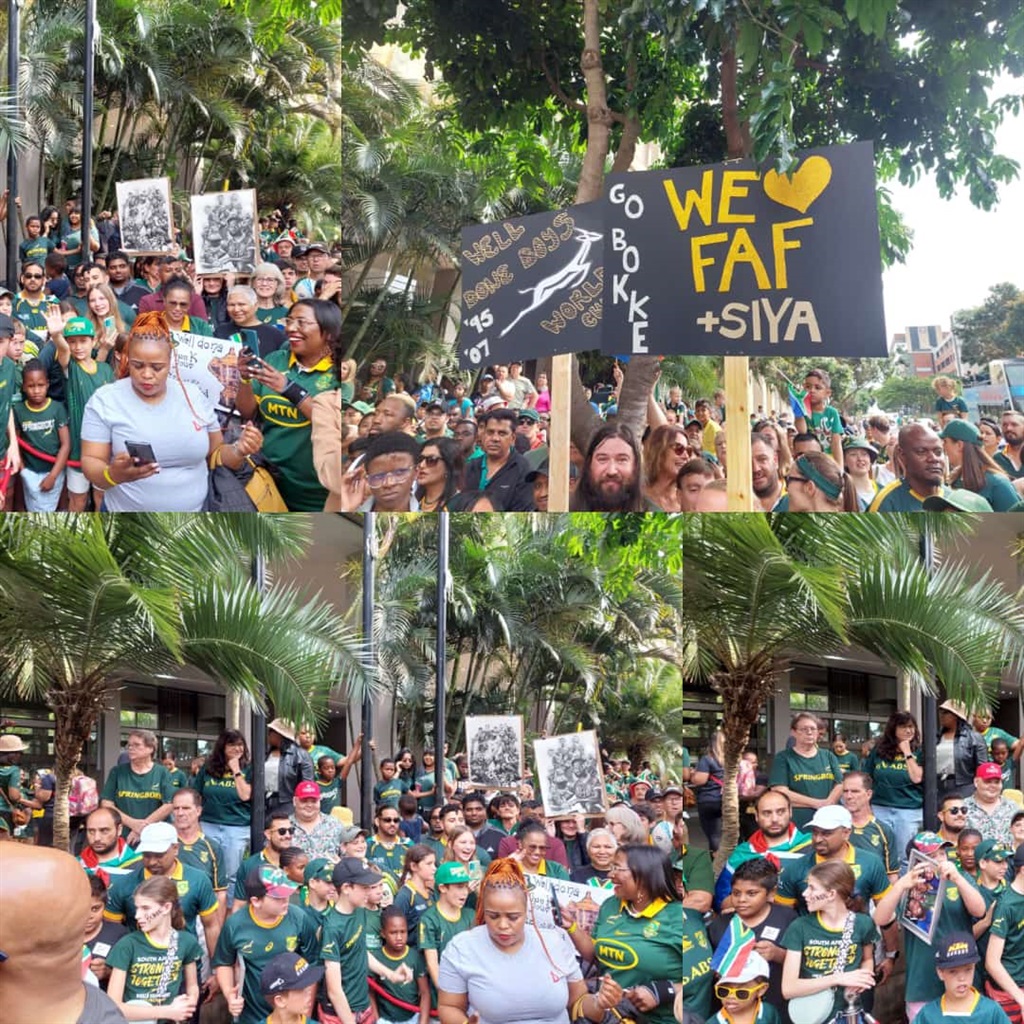 Hundreds of Springboks fans gathered at Umhlanga ahead of the arrival of the 2023 Rugby World Cup champions on Saturday. 