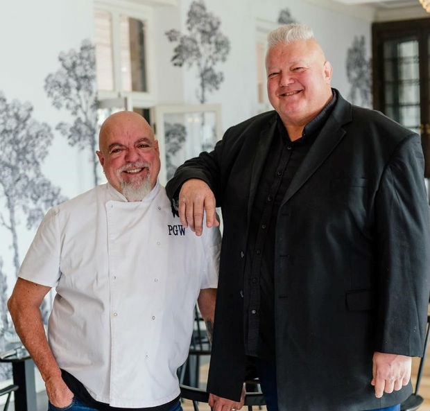 rugby player kobus wiese and celeb chef, pete goff