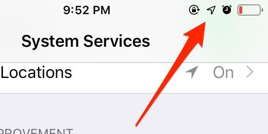 what does the open arrow mean on iphone