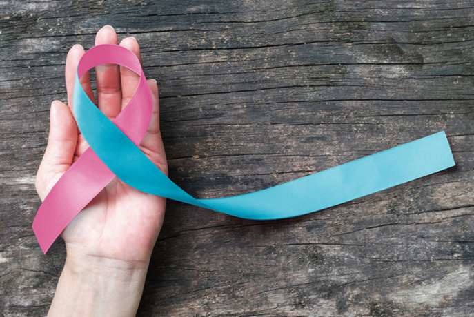 The pink and blue awareness ribbon is a symbol for miscarriage and infertility. 