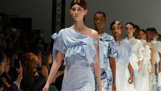 Models walk in Judith Atelier during the Judith Atelier Fashion Show on Day Two of the South Africa Fashion Week 2019 Luxury Collection in April