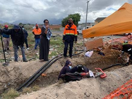 Councillor Beverley van Reenen inspects the damage to the cable line (Supplied by City of Cape Town)