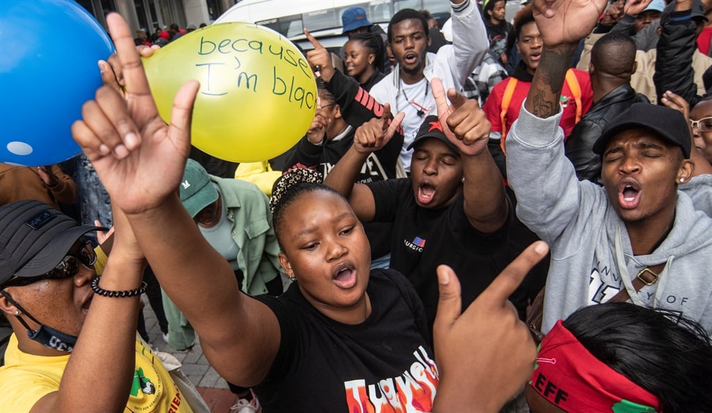 A students march to the National Student Financial Aid Schemes (NSFAS) head office on in Cape Town last year. (Gallo Images/Brenton Geach)
