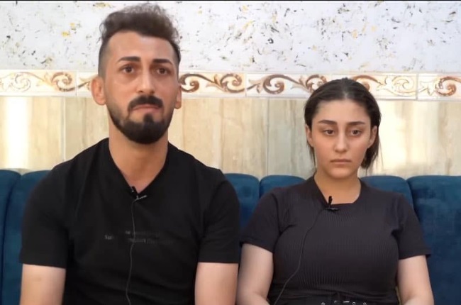 Newlyweds Revan and Haneen Isho are mourning the deaths of many of their loved ones. (PHOTO: Screenshot/SkyNews)