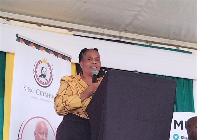Umlalazi Municipality Mayor Queen Xulu urging residents to protect infrastructure in their areas. Photo by Xolile Nkosi