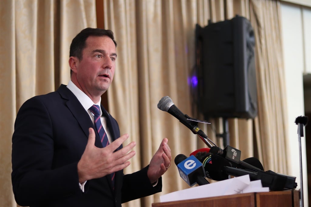 DA parliamentary leader John Steenhuisen earlier this month at the Cape Town Press Club, where he announced that he'll be running to become the party's leader. (Jan Gerber, News24)