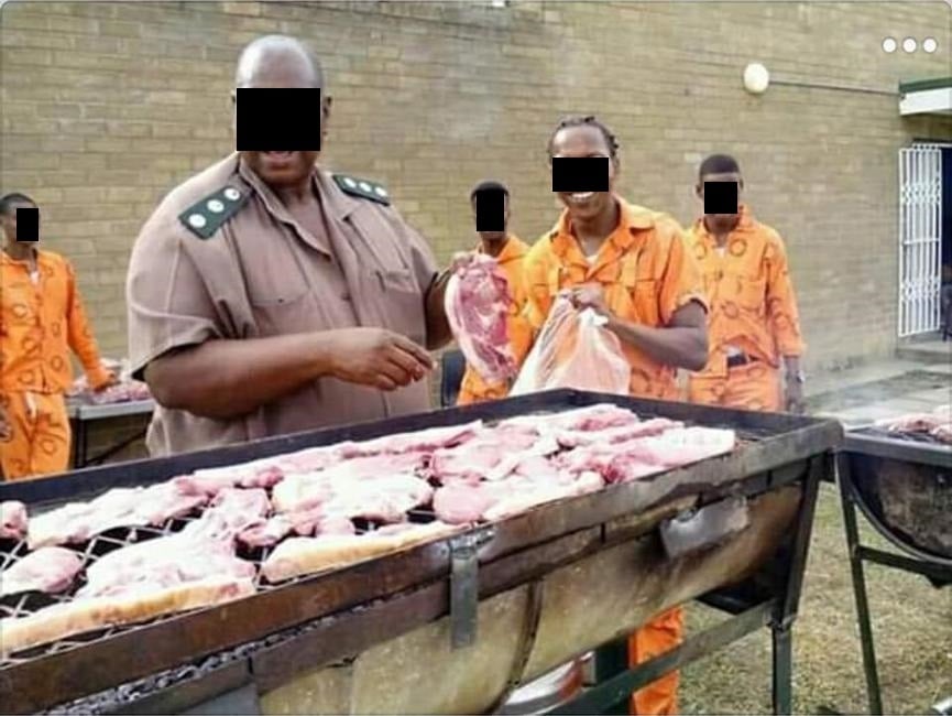 Images of inmates seen braaiing at a prison facility caused anger among people and the social media. Photos from Facebook