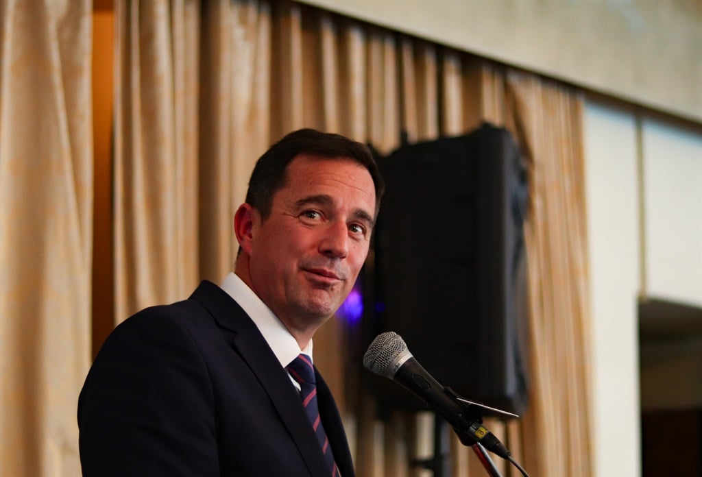 John Steenhuisen addressing the Cape Town Press Club, where he announced his candidature to become the DA's leader. (Jan Gerber, News24)