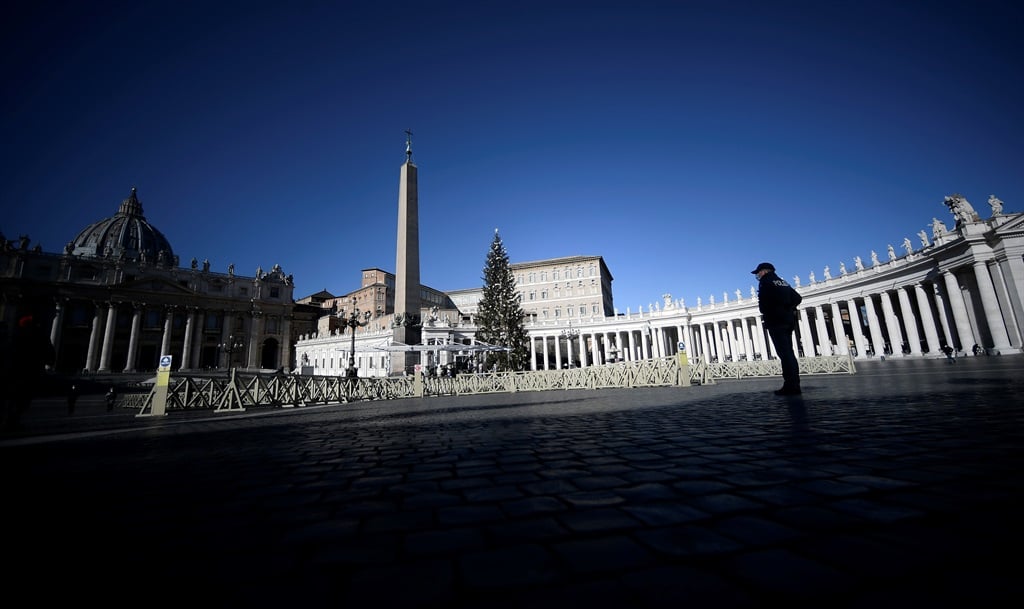 Empty streets of St. Peters Square at the Vatican, on 27 December 2020, during a lockdown aimed at curbing the spread of the Covid-19 infection.