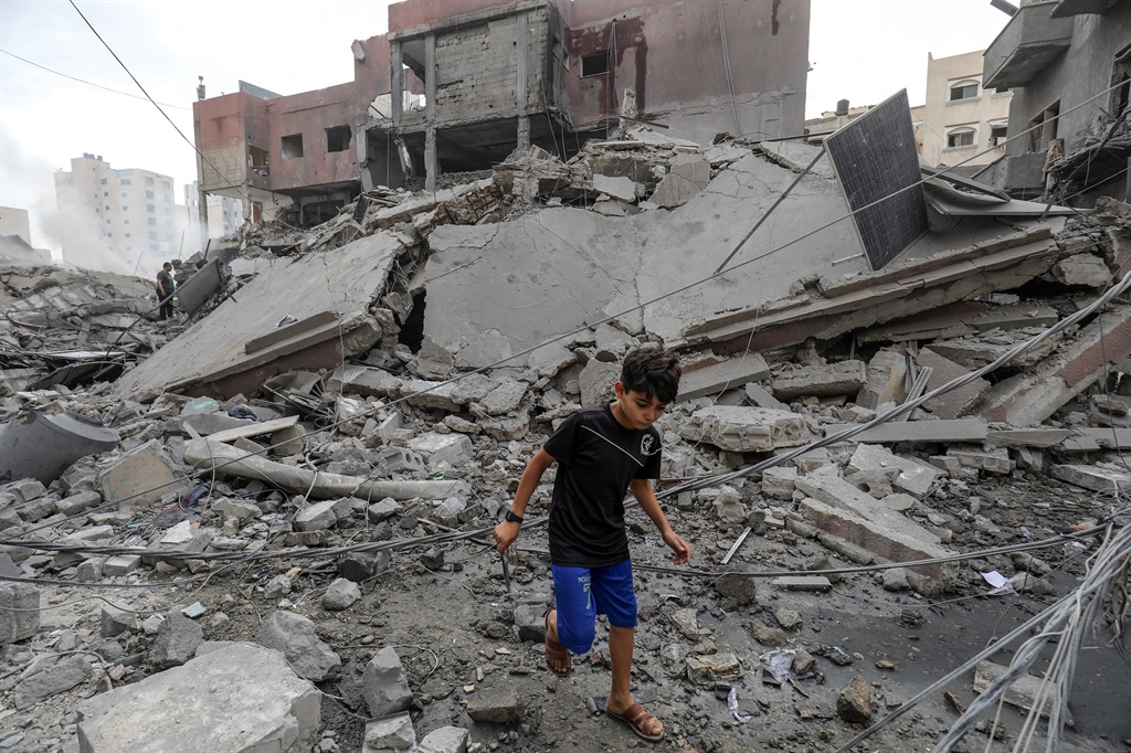 KHAN YUNIS, GAZA - OCTOBER 10: A view of debris of