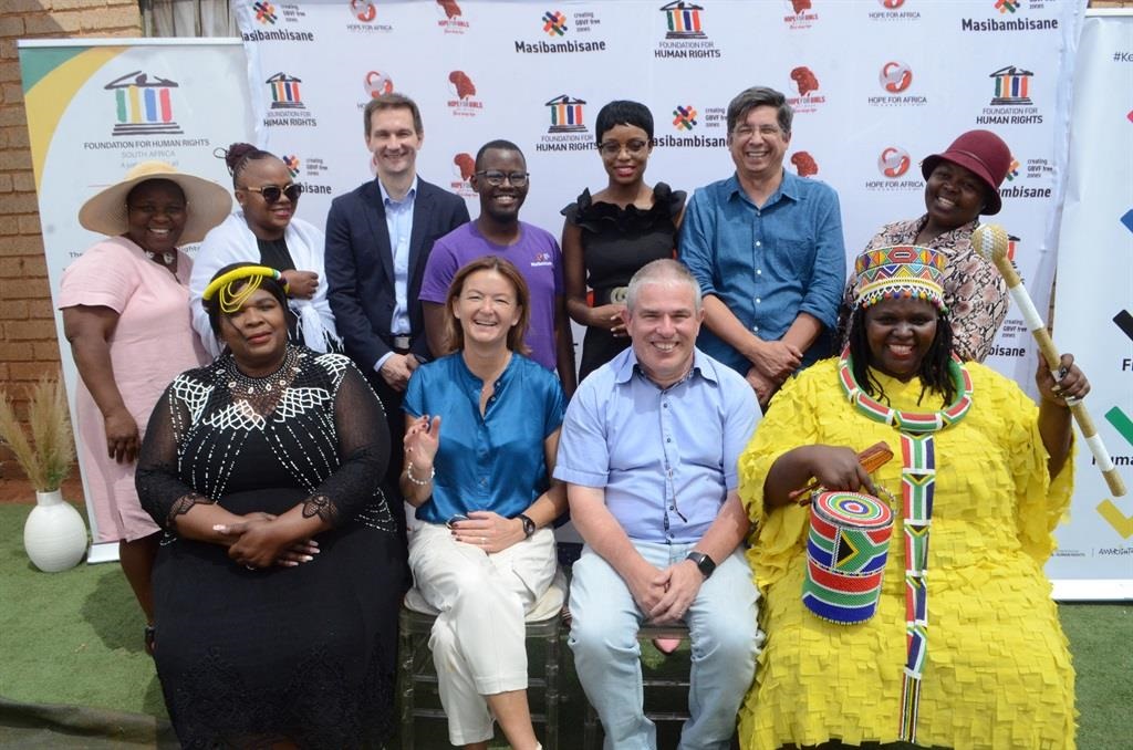 Minister of Foreign Affairs in Slovenia, Tanja Fajon (second from left, front row) visited Hope For Africa Foundation in Katlehong. Photo by Happy Mnguni