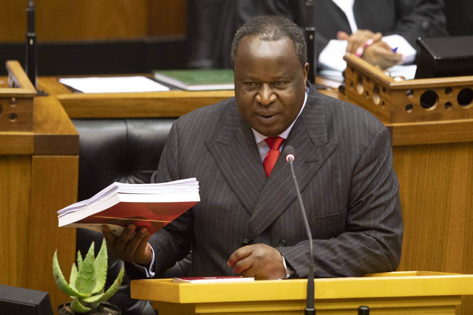 The Minister of Finance, Tito Mboweni, delivers the medium term budget speech to the National Assembly in Parliament, Cape Town. Picture: Jaco Marais 