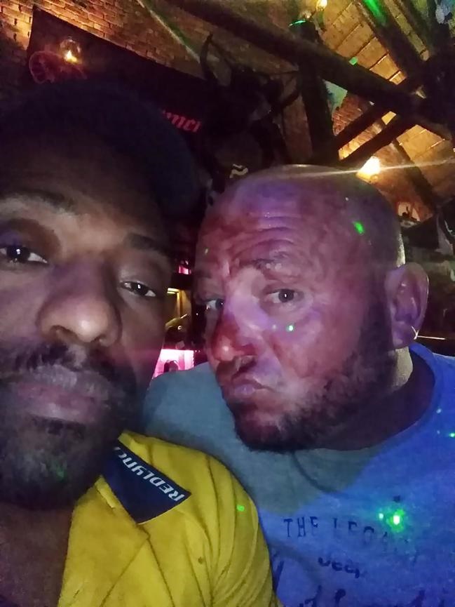  DJ Zwesta with Fritz Joubert, whose face is covered in blood, just before Anele Hoyana’s murder. 